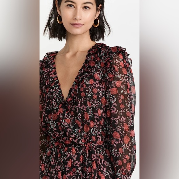 Misa Los Angeles Gabriela Dress Carnellian Blooms Floral Black Size XS - Picture 4 of 12